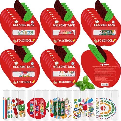 30 Pack Back To School Lip Balm Bulk Moisturizing Natural Lip Balms for Dry Cracked, Goodie Bag fillers, Party Supplies Valentine Gifts for Teacher Friends Family