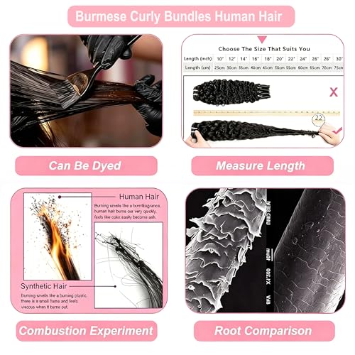 Burmese Curly Hair Bundles 20 22 24 Inch 3C4A Water Wave