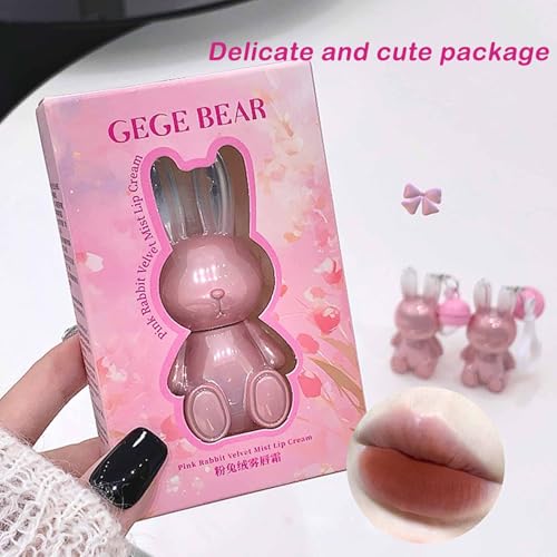 3-Color Matte Liquid Lipstick Set with Bunny Keychain