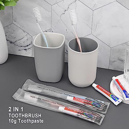 100 pcs Disposable Toothbrushes with Toothpaste Individually Wrapped, 2 Color Toothbrushes and Toothpaste 10g, Bulk Toothbrushes Toothpaste for Homeless,Airbnb,Hotel