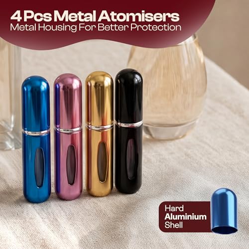 MURMUSH 5ml Refillable Travel Perfume Atomizer Set - Blue, Black, Pink, Gold