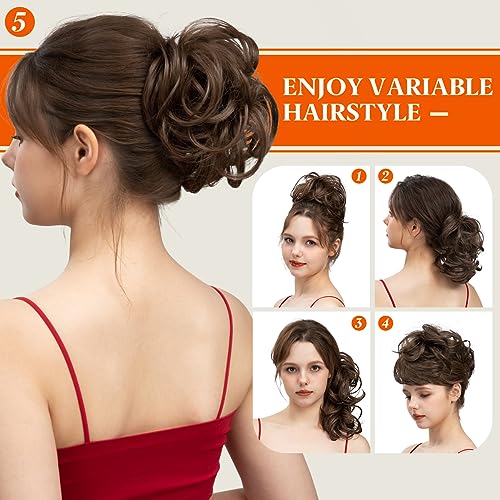 Messy Bun Hair Clip with Side Comb & Bendable Arms