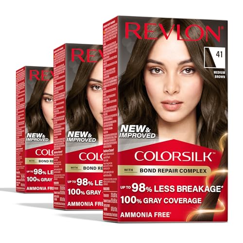 Revlon ColorSilk Bond Repair Medium Brown Hair Dye, 41 Pack of 3