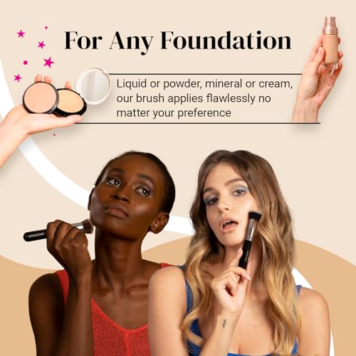 Flat Top Kabuki Foundation Brush - Premium Makeup Buffing Brush