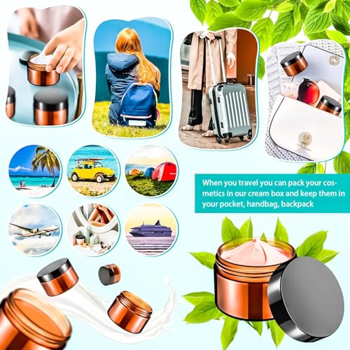 20 Pack 1oz Amber Plastic Jars with Black Lids