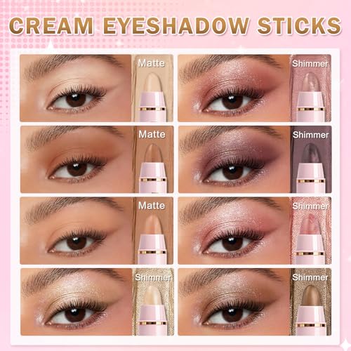 8-Piece Cream Eyeshadow Stick Set with Brush