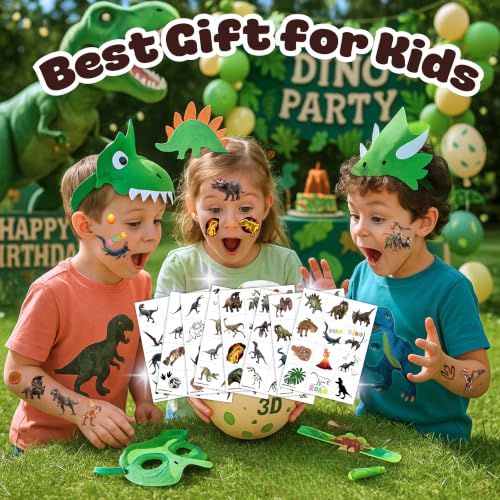 96Pcs Dinosaur Temporary Tattoos - Pre-Cut Stickers for Kids