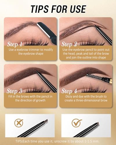 Eyebrow Pencil 12-Pack Retractable Ultra-Fine Waterproof