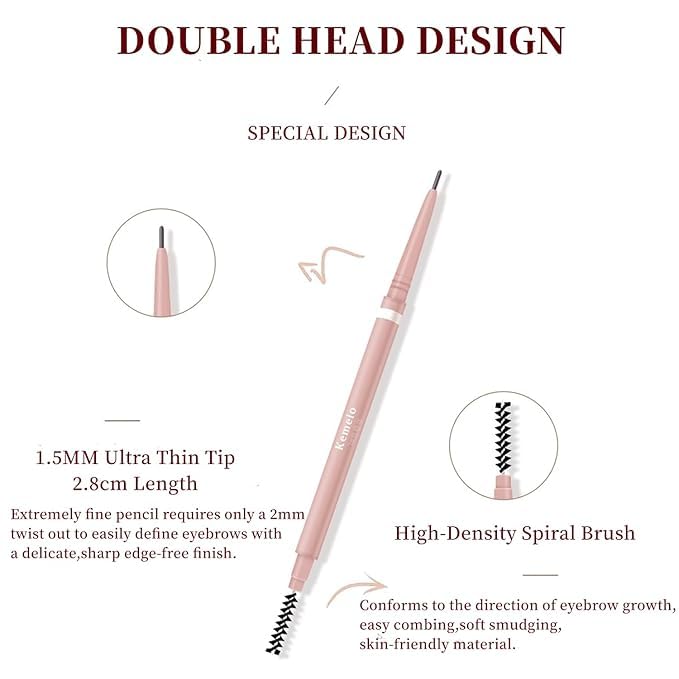 SCIMELI Waterproof Micro Brow Pencil Set - 2 Pack, 5 Colors for Natural, Precise Eyebrows