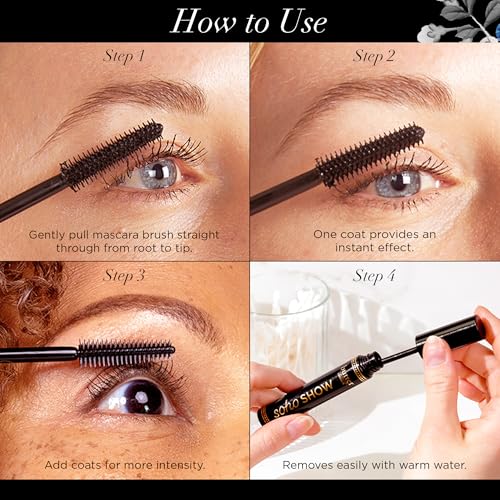 butter LONDON, SOHO SHOW - Long-Wearing, Thickening & Volumizing Tube Mascara with Built-In Brush - Eye LashMascara Black for Defined, Longer & Natural-Looking Lash Lines
