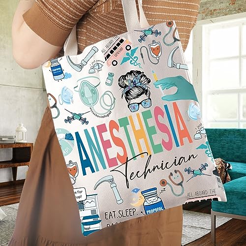 WCGXKO Anesthesia Technician Gift CRNA Anesthesia Tech Week Gift Canvas Tote Bag