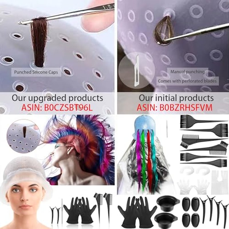 GELMAY Silicone Highlight Caps Set - 8 Reusable Hair Dyeing Tools