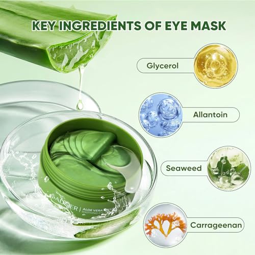 Under Eye Mask - 60 PCS Aloe Vera Under Eye Patches-Under Eye Patches for Dark Circles,Eye Puffiness & Dark Circles Treatment,Reduces Wrinkles & Fine Lines,Improves & Firms Eye Skin