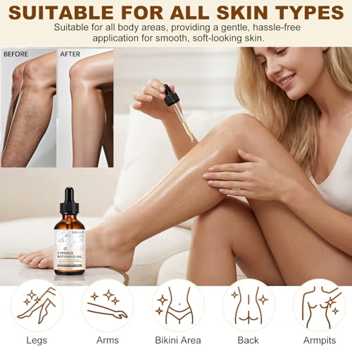 Rulviou 2 Pack Cyperus Rotundus Oil for Hair Removal & Skin Nourishment, 4 fl oz Bottles