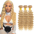 Deep Wave Human Hair Bundles 26 28 30 Inch 27/613 Blonde