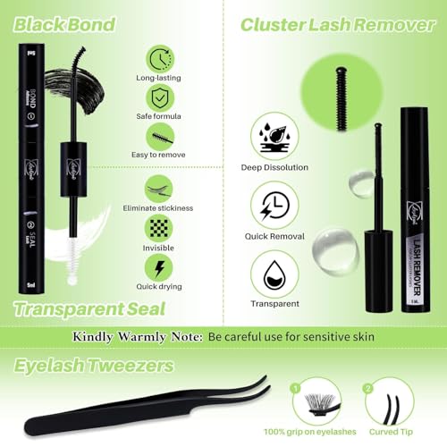 Lash Clusters Kit 540pcs D Curl 10-22mm Wispy Eyelashes
