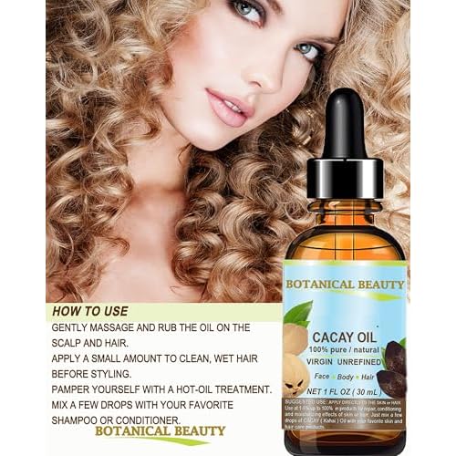 Botanical Beauty CACAY OIL 100% Pure Natural Virgin Unrefined Cold-pressed carrier oil WILD GROW 1 Fl oz 30 ml For Face, Skin, Body, Hair. Anti Wrinkle Face Oil Natural Retinol Vitamin A, Vitamin E