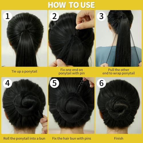 Hair Bun Maker Set - 7 Donuts, 10 Nets, 20 Pins & 5 Ties