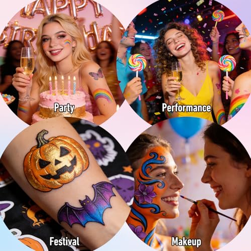 12-Color Face Body Painting Markers - Water-Resistant Tattoo Pen