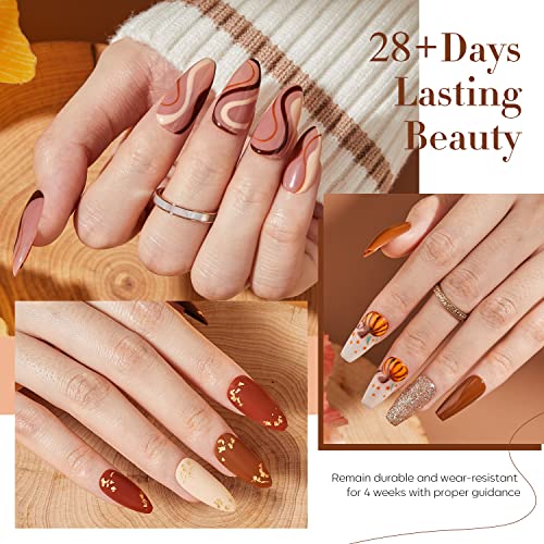 modelones Nail Polish Set, Fall Winter 6 Colors Nail Polish Kit Gold Glitter Brown Quick Dry Nail Polish Manicure DIY Nail Art Salon Home Gift For Women