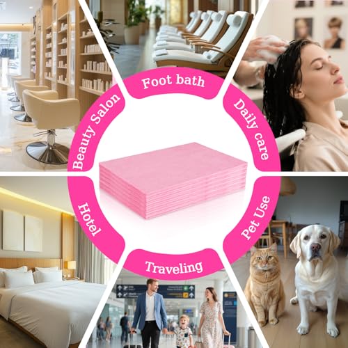 MAQIHAN 18PCS Disposable Massage Table Sheets 31x70" Pink Waterproof