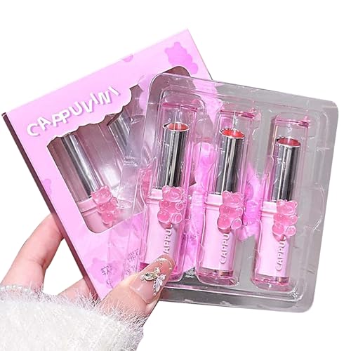 3-Color Cute Bear Jelly Liquid Lipstick Set for Girls