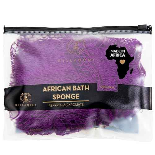 Bellanomi African Exfoliating Net Sponge, Authentic, Ethically sourced from Nigeria, 45 inches Long, Back Scrubber for Daily use (Indigo)