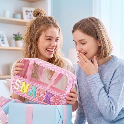 Seersucker Makeup Bag with Chenille Letters, 3-Pack Travel Organizer