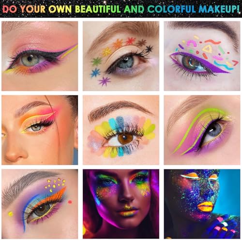 Glow in the Dark Glitter Gel & UV Eyeliner Pen Set - 18 Colors
