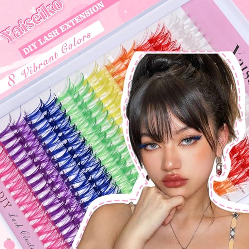 Colored Lash Clusters 300Pcs - 8 Colors D Curl 14mm/16mm