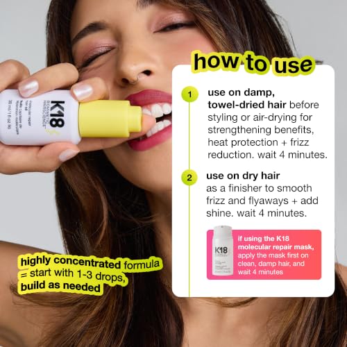 K18 Molecular Repair Hair Oil Full Size 1 Fl Oz - Frizz Control & Heat Protectant