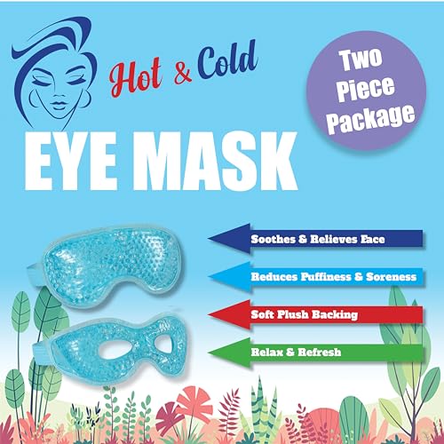 USA Merchant - 2PCs Cold & Hot Eye Therapy Mask, Cooling Eye Mask for Dry Eyes, Headaches, Eye Stress, Dark Cicles, Reusable Cold Compress and Refresh (2 PK Eye Mask)