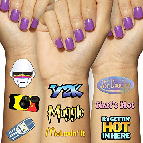 Y2K Temporary Tattoos - 4 Sheets Waterproof 2000s Party Favors