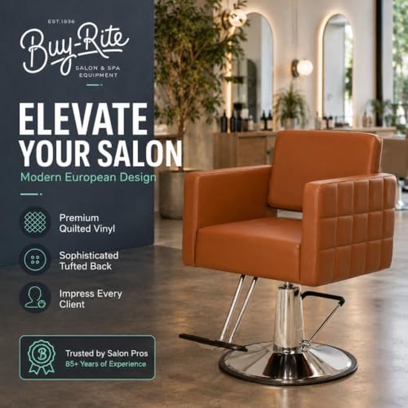 Buy-Rite Icon Salon Styling Chair - Camel Vinyl Hydraulic