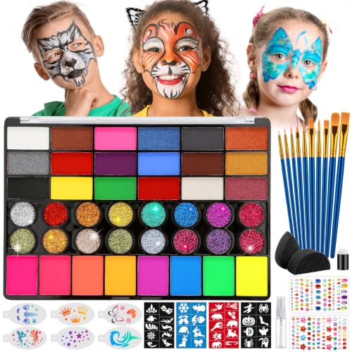 42-Color Face Painting Kit for Kids & Adults - Professional Makeup