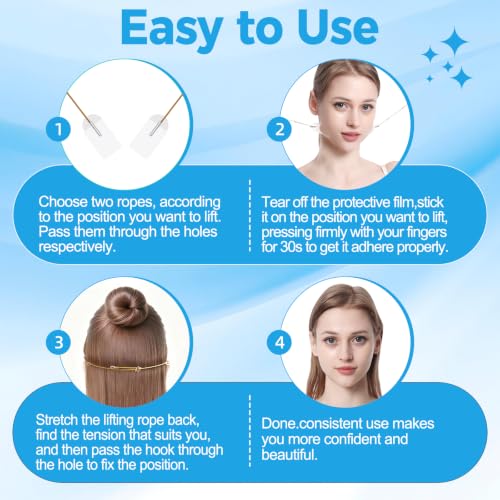 Face Lift Tape Invisible - 200pcs with 8 Strings & Buckles