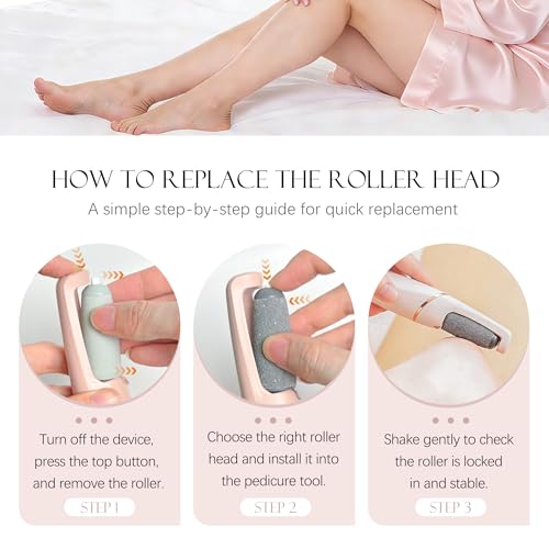 IRILEKI Pedicure Replacement Roller Heads – 6 Pcs for Electric Foot File & Callus Removers