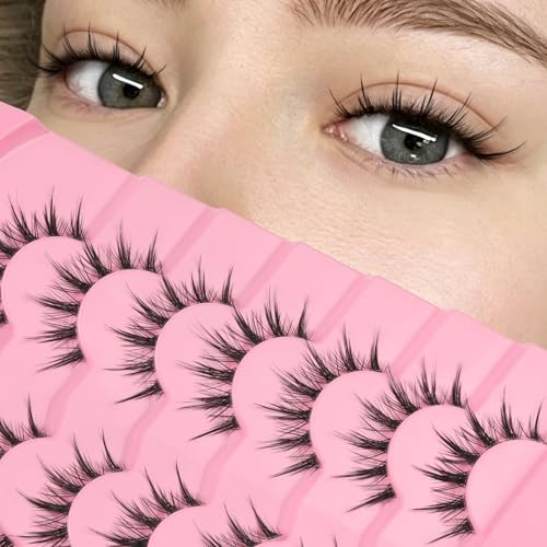 Losha Natural Manga Lashes - 7 Pairs Wispy Cat Eye Eyelashes