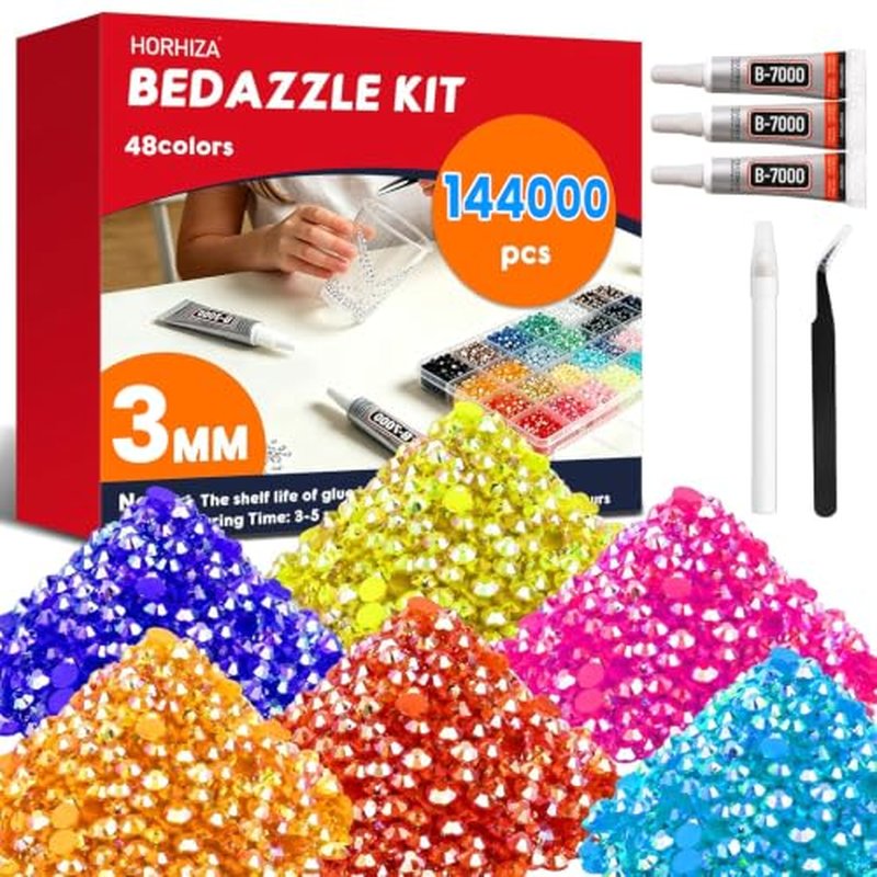 144000 Resin Rhinestones 48 Colors 3mm Flatback Gems with B7000 Glue