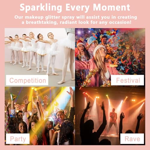 Boko Rainbow A-Glint Body Glitter Spray - Holographic Silver & Colorful Glitter for Face & Body