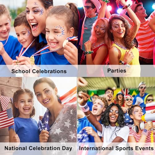 Patriotic Star Glitter Stick - Red White Blue Waterproof Face Makeup