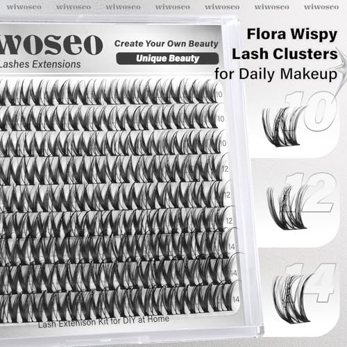 wiwoseo Flora Lash Clusters D Curl 10-14mm Wispy