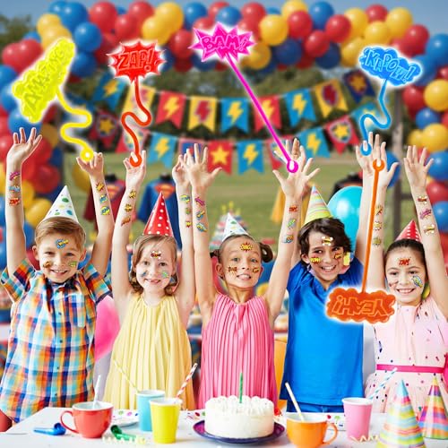 48 PCS Comic Hero Party Favors - Sticky Hands & Tattoos