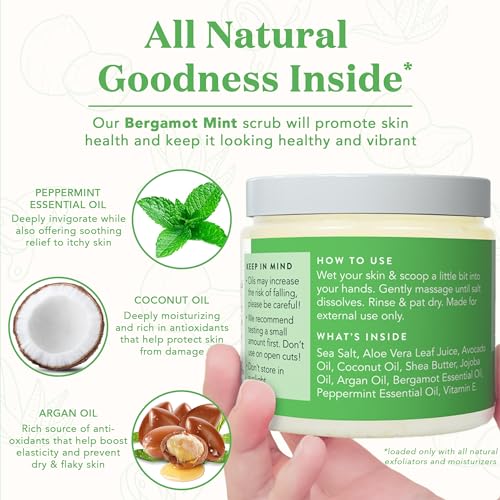 Bare Botanics Exfoliating Shower Gloves + Bergamot Mint Body Salt Scrub