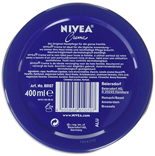 NIVEA Unscented Creme 13.5oz - Hydrating Whole Body Moisturizer (Pack of 3)