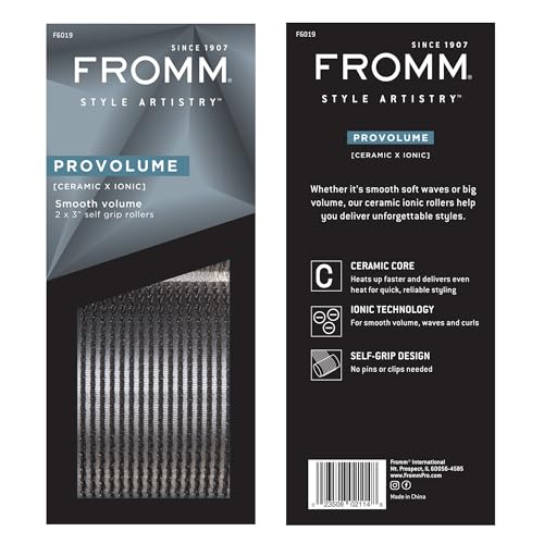 Fromm ProVolume 3" Self-Grip Ceramic Ionic Thermal Hair Rollers, 2 Count, Large Salon Quality Hair Curlers for Long Hair and Curtain Bangs