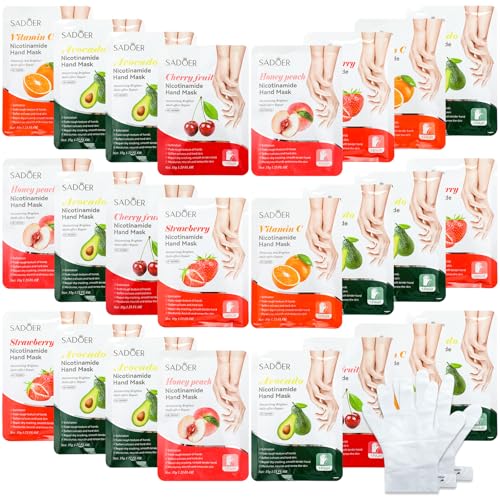 24 Pack Hydrating Fruit Hand Mask Gloves - Moisturizing At-Home Spa Care Set