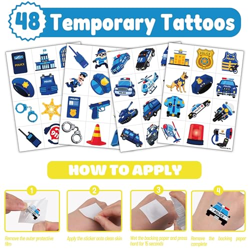Police Party Favors Set 72pc: 24 Punch Balloons & 48 Tattoos