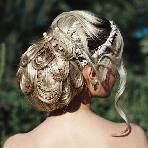 40-Pack White Pearl U-Shaped Bobby Pins for Bridal Hair