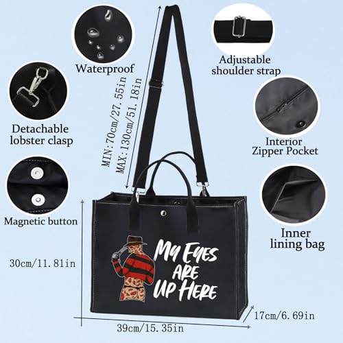 WZMPA Horror Movie Cosmetic Makeup Bag - Inspired Gift 'My Eyes Are Up Here' Zipper Pouch Bag For Movie Fans (Eyes Up Here BG)